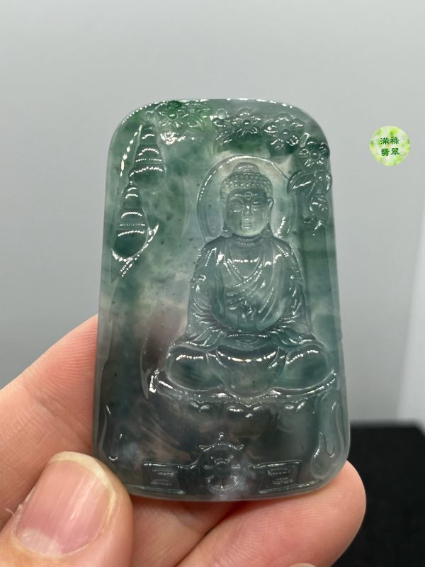 翡翠A貨玉器玉藍水玉佛祖大日如來釋迦牟尼翡翠吊墜 他的慈悲和仁愛 被世人敬仰信奉 - Image 9