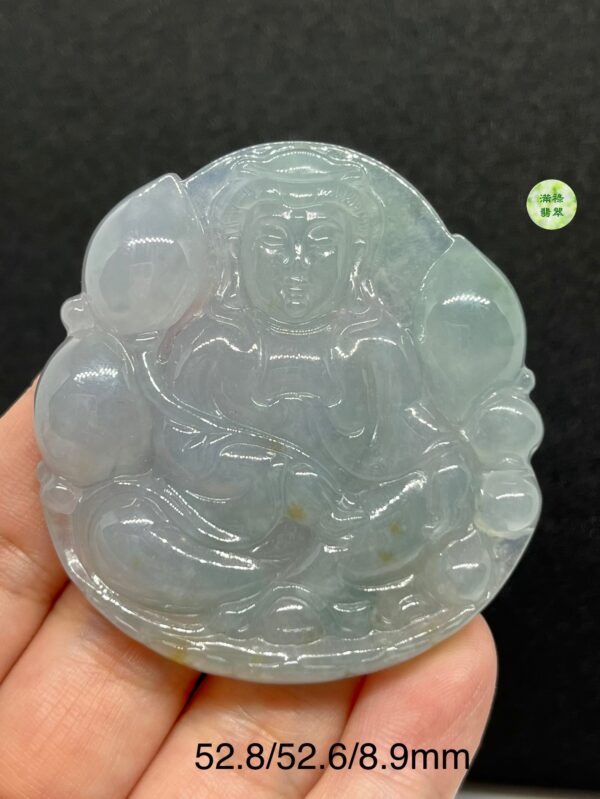 翡翠A貨玉器玉觀音菩薩翡翠吊墜 觀音面相端正詳和 厚身大件 - Image 3