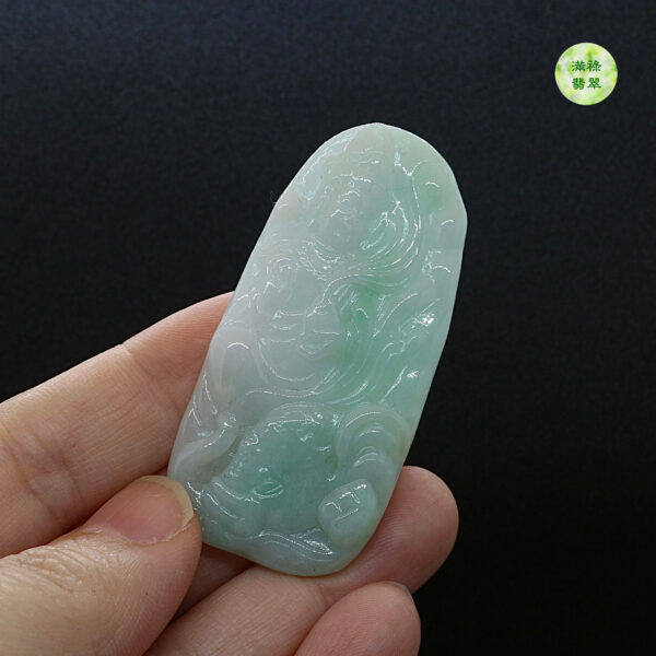 翡翠玉器A貨玉普賢菩薩翡翠玉吊墜 生肖龍蛇守護神 - Image 3