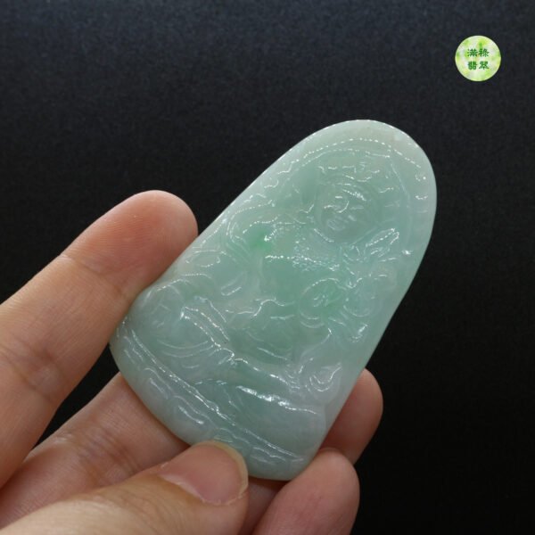 翡翠玉器A貨玉度母觀音菩薩翡翠玉吊墜 - Image 3