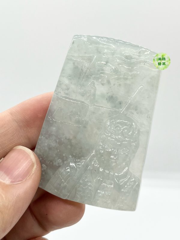 翡翠A貨玉器雪花棉玉美猴王翡翠吊墜 頭戴紫金冠 一身傲骨一朝成佛 金甲換袈裟 橫笑天涯 - Image 2