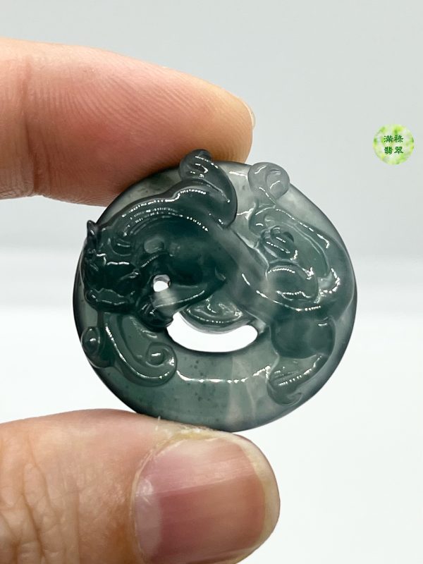 翡翠A貨玉器玉藍水貔貅翡翠吊墜 來自天界的靈獸 擁有強大的招財力量