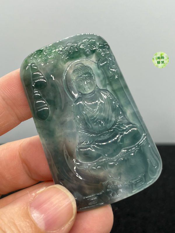 翡翠A貨玉器玉藍水玉佛祖大日如來釋迦牟尼翡翠吊墜 他的慈悲和仁愛 被世人敬仰信奉 - Image 2