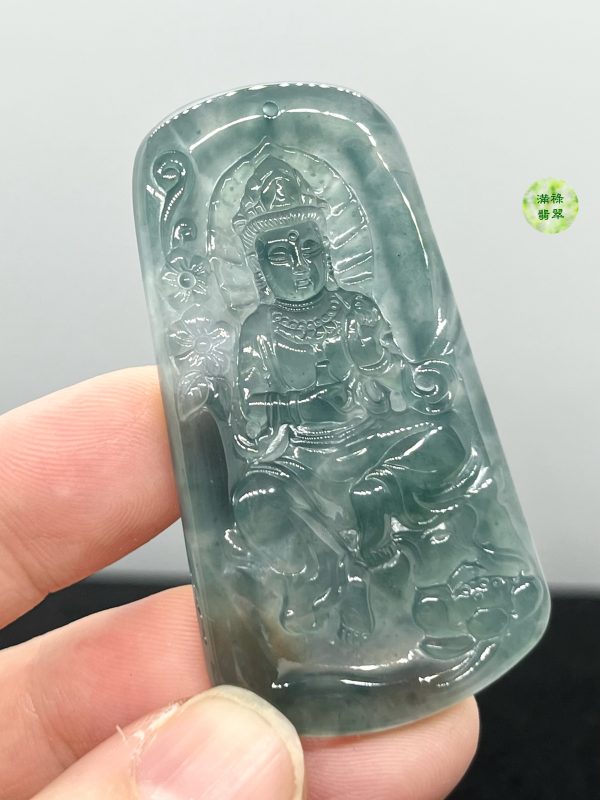 翡翠A貨玉器玉藍水玉觀音菩薩翡翠吊墜 底水融合 當時看到她的時候眼睛被深深吸進去 - Image 6