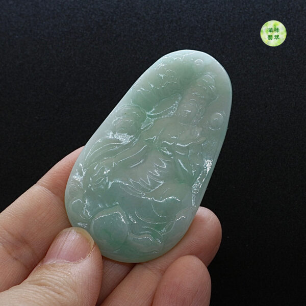 翡翠玉器A貨玉觀音菩薩翡翠玉吊墜 - Image 2