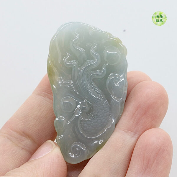 翡翠A貨玉器玉龍牌翡翠吊墜 精雕龍頭 極具東方古典感的同時又十分霸氣酷帥 - Image 7