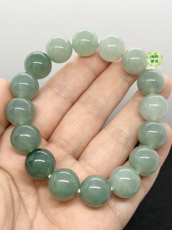 翡翠玉器A貨玉圓珠手串12.8mm 圓珠形寓意事事圓滿 處世圓通 百事百順 - Image 7