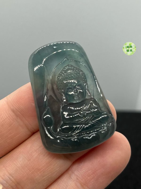 翡翠A貨玉器玉藍水玉佛寶寶佛翡翠吊墜 佛祖嬰兒面相呈現法相 肉嘟嘟臉蛋 很萌很可愛 - Image 3