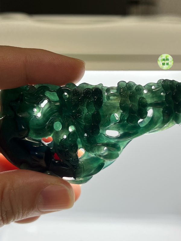 翡翠A貨玉器墨翠松樹翡翠吊墜  墨翠上身非常有韻味的一款牌子 - Image 9