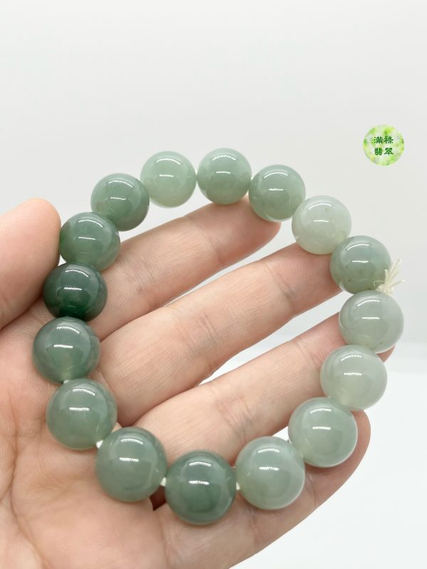翡翠玉器A貨玉圓珠手串12.8mm 圓珠形寓意事事圓滿 處世圓通 百事百順 - Image 6