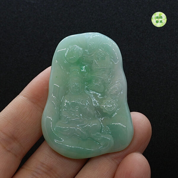 翡翠玉器A貨玉觀音菩薩翡翠玉吊墜 - Image 5