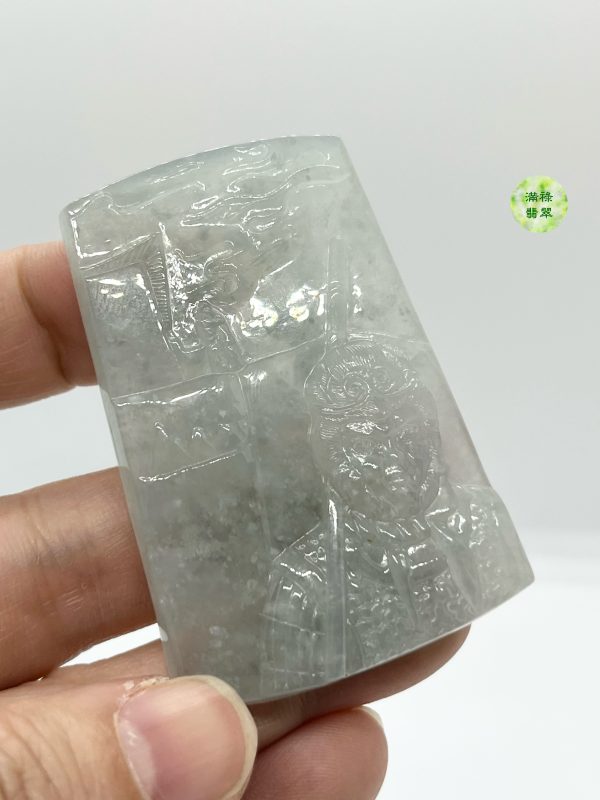 翡翠A貨玉器雪花棉玉美猴王翡翠吊墜 頭戴紫金冠 一身傲骨一朝成佛 金甲換袈裟 橫笑天涯 - Image 8