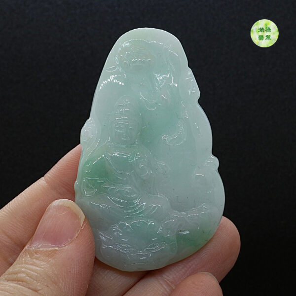 翡翠玉器A貨玉普賢菩薩翡翠玉吊墜 生肖龍蛇守護神 - Image 2