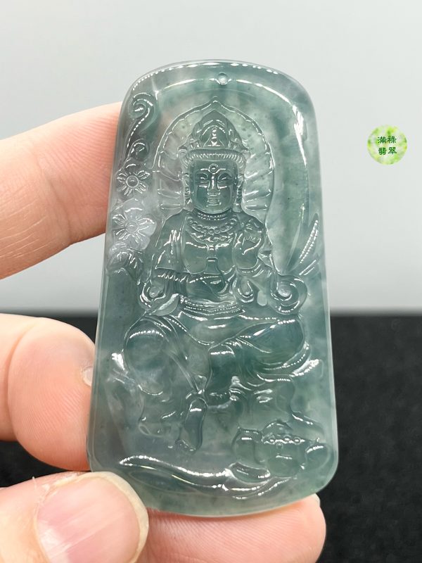 翡翠A貨玉器玉藍水玉觀音菩薩翡翠吊墜 底水融合 當時看到她的時候眼睛被深深吸進去 - Image 9