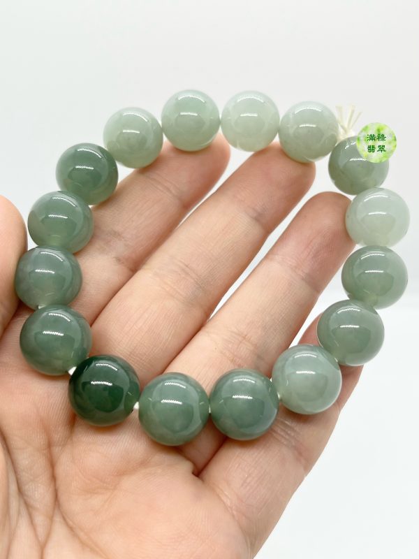 翡翠玉器A貨玉圓珠手串12.8mm 圓珠形寓意事事圓滿 處世圓通 百事百順 - Image 5