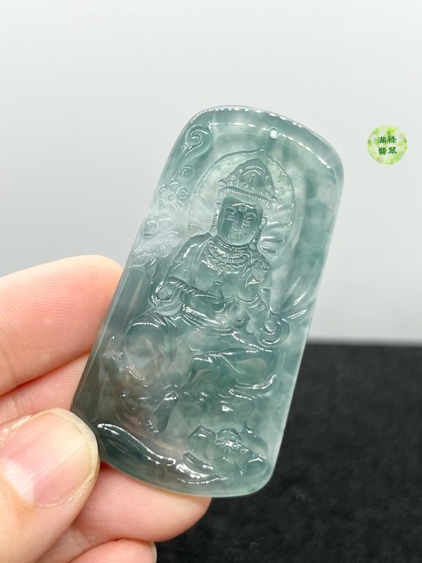 翡翠A貨玉器玉藍水玉觀音菩薩翡翠吊墜 底水融合 當時看到她的時候眼睛被深深吸進去 - Image 4