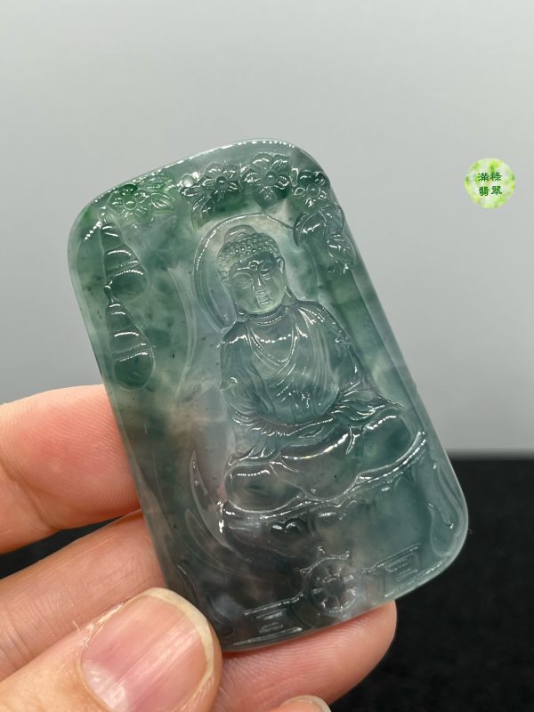 翡翠A貨玉器玉藍水玉佛祖大日如來釋迦牟尼翡翠吊墜 他的慈悲和仁愛 被世人敬仰信奉 - Image 5