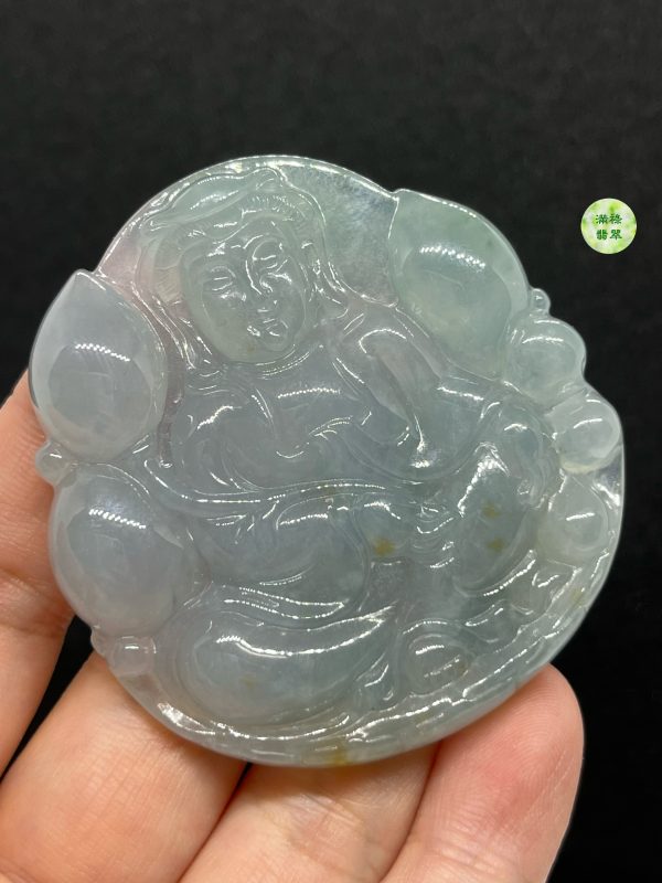 翡翠A貨玉器玉觀音菩薩翡翠吊墜 觀音面相端正詳和 厚身大件 - Image 2