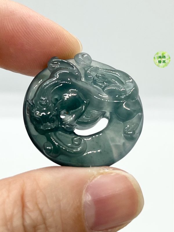 翡翠A貨玉器玉藍水貔貅翡翠吊墜  來自天界的靈獸 擁有強大的招財力量 - Image 2
