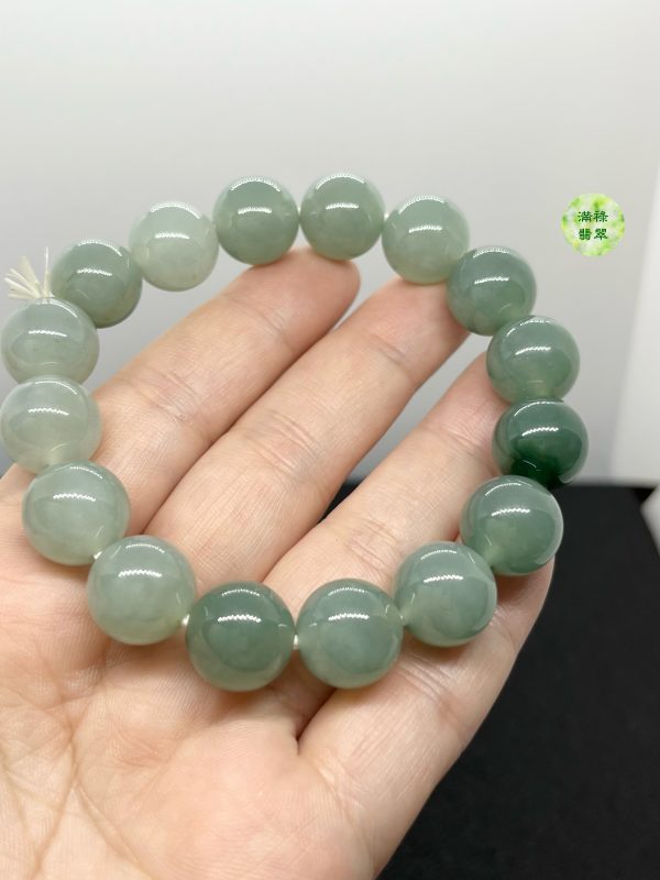 翡翠玉器A貨玉圓珠手串12.8mm 圓珠形寓意事事圓滿 處世圓通 百事百順 - Image 4