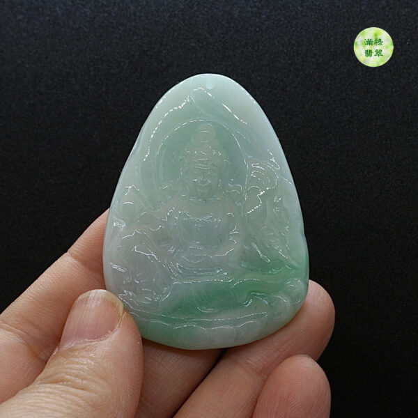 翡翠玉器A貨玉觀音菩薩翡翠玉吊墜 - Image 3