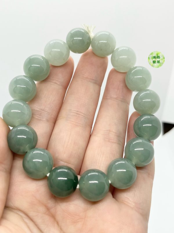 翡翠玉器A貨玉圓珠手串12.8mm 圓珠形寓意事事圓滿 處世圓通 百事百順 - Image 8