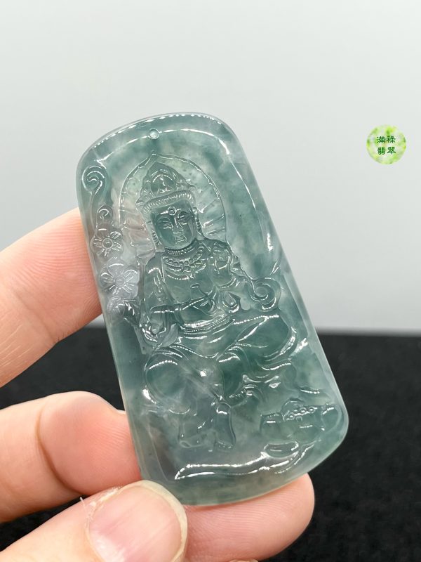 翡翠A貨玉器玉藍水玉觀音菩薩翡翠吊墜 底水融合 當時看到她的時候眼睛被深深吸進去 - Image 2