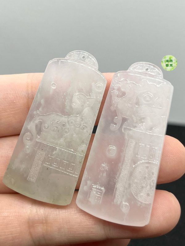 翡翠A貨玉器玉靈獸翡翠吊墜一對 青龍 白虎 朱雀 玄武是四位神話靈獸 是古人崇拜的圖騰 - Image 5