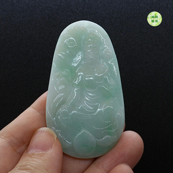 翡翠玉器A貨玉觀音菩薩翡翠玉吊墜 - Image 4