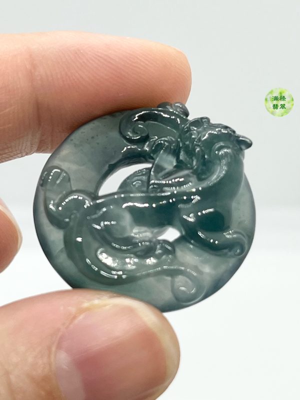 翡翠A貨玉器玉藍水貔貅翡翠吊墜  來自天界的靈獸 擁有強大的招財力量 - Image 5