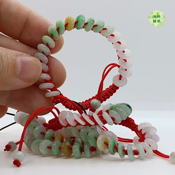翡翠A貨玉器小童平安扣手串（隨機一條） - Image 2