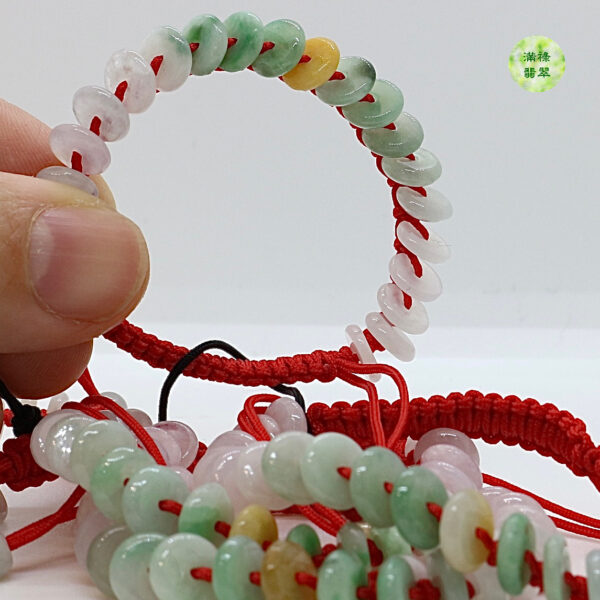 翡翠A貨玉器小童平安扣手串（隨機一條） - Image 3