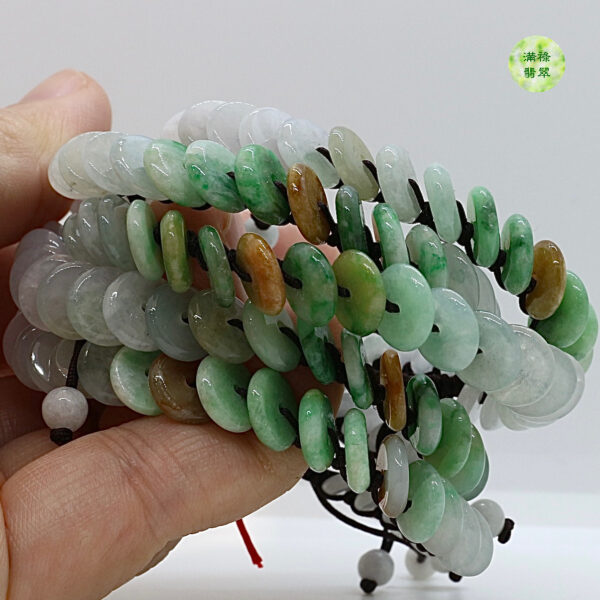 翡翠A貨玉器平安扣手串（隨機一條） 平安扣寓意吉祥保平安 老少皆宜
