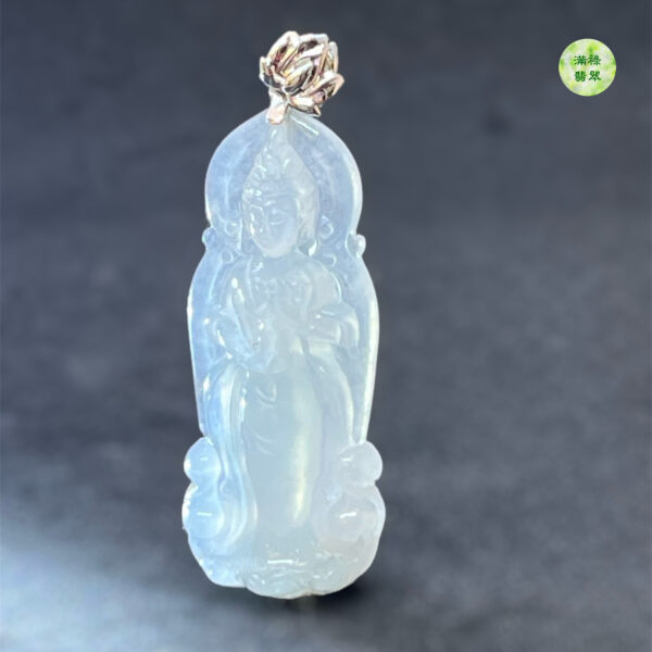 18k翡翠A貨玉器觀音菩薩翡翠吊墜滿臉清雅澄明 面容慈靄  微塵不生 亦是傾國傾城 - Image 2