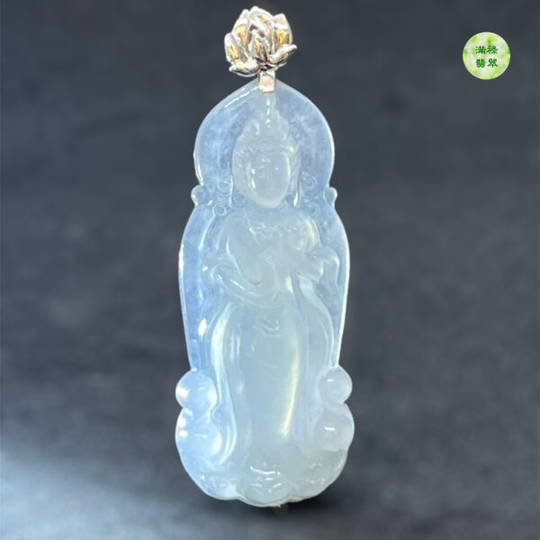 18k翡翠A貨玉器觀音菩薩翡翠吊墜滿臉清雅澄明 面容慈靄  微塵不生 亦是傾國傾城