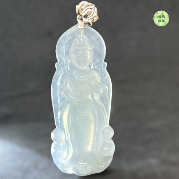 18k翡翠A貨玉器觀音菩薩翡翠吊墜滿臉清雅澄明 面容慈靄  微塵不生 亦是傾國傾城 - Image 6