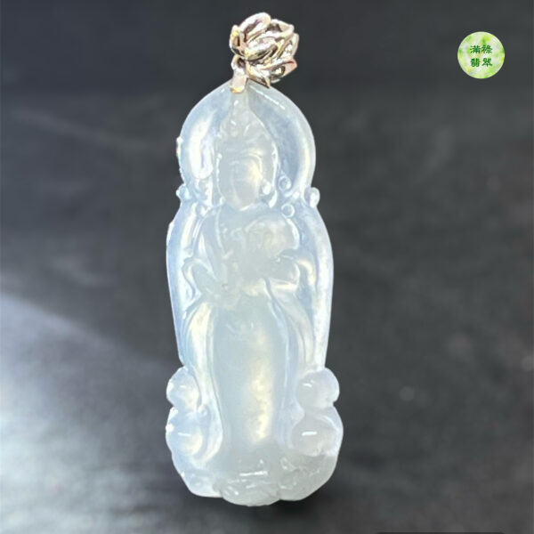 18k翡翠A貨玉器觀音菩薩翡翠吊墜滿臉清雅澄明 面容慈靄  微塵不生 亦是傾國傾城 - Image 5