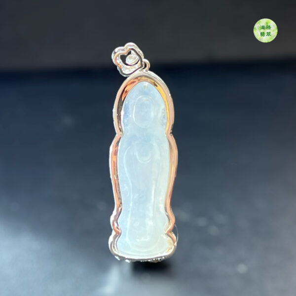 18k翡翠A貨玉器觀音菩薩翡翠吊墜 站立的觀音時象徵立刻去救度眾生 - Image 9