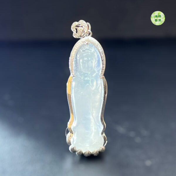 18k翡翠A貨玉器觀音菩薩翡翠吊墜 站立的觀音時象徵立刻去救度眾生 - Image 7
