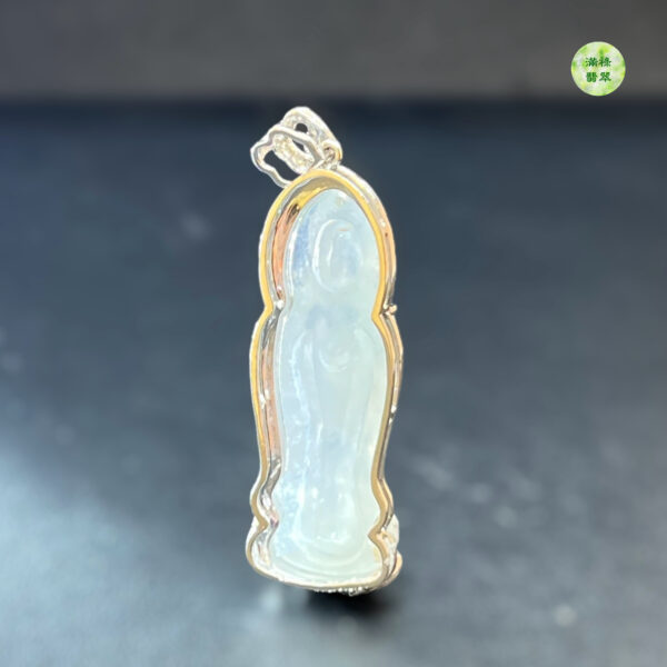 18k翡翠A貨玉器觀音菩薩翡翠吊墜 站立的觀音時象徵立刻去救度眾生 - Image 8