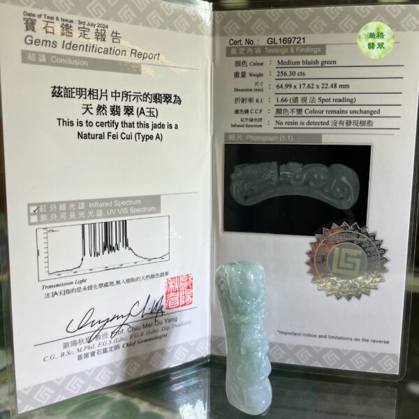 翡翠玉器A貨玉龍勾翡翠吊墜龍首與貔貅相對 諦謔教誨 表達了儒家文化長幼有序  融洽共處的含義 - Image 13