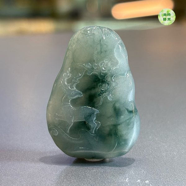 翡翠A貨玉器梅花鹿翡翠吊墜 38.34 x 26.83 x 6.13mm - Image 2