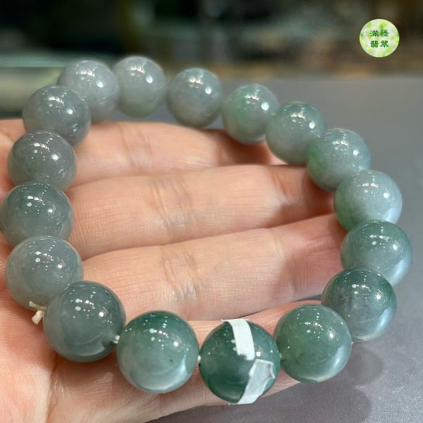 翡翠玉器A貨玉 翡翠圓珠手串珠粒直徑約12mm