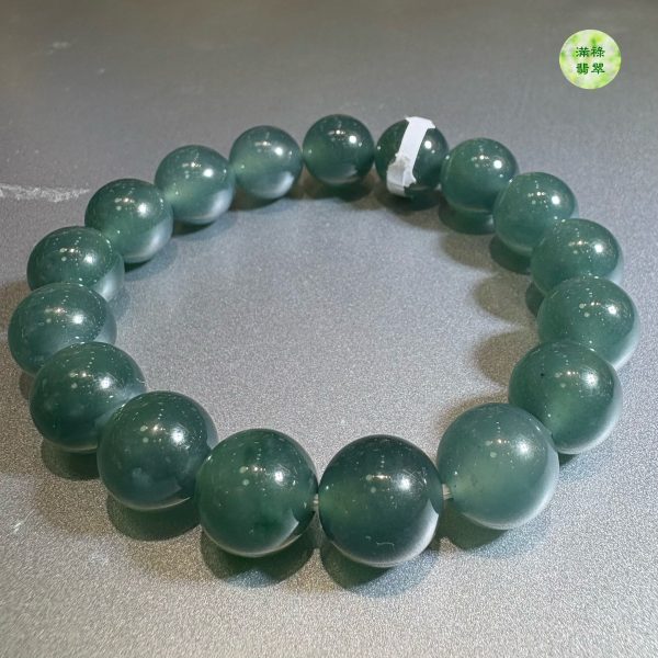 翡翠玉器A貨玉藍水 翡翠圓珠手串11.5mm - Image 12