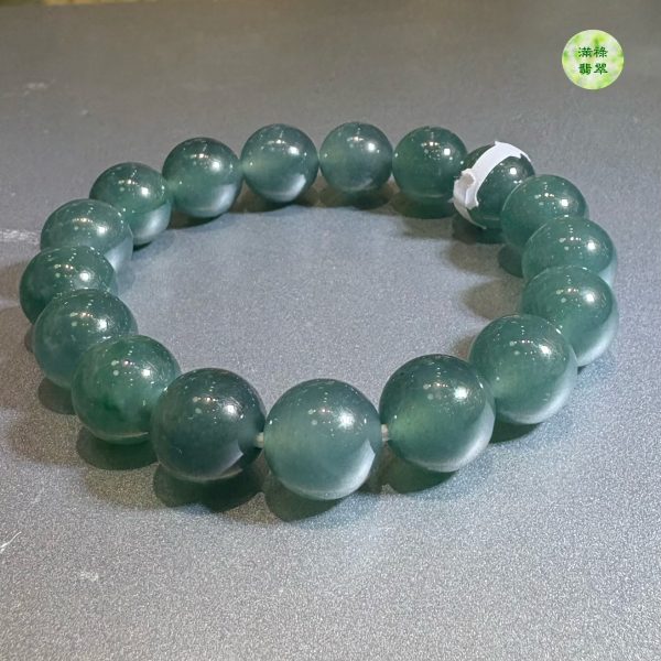 翡翠玉器A貨玉藍水 翡翠圓珠手串11.5mm - Image 11