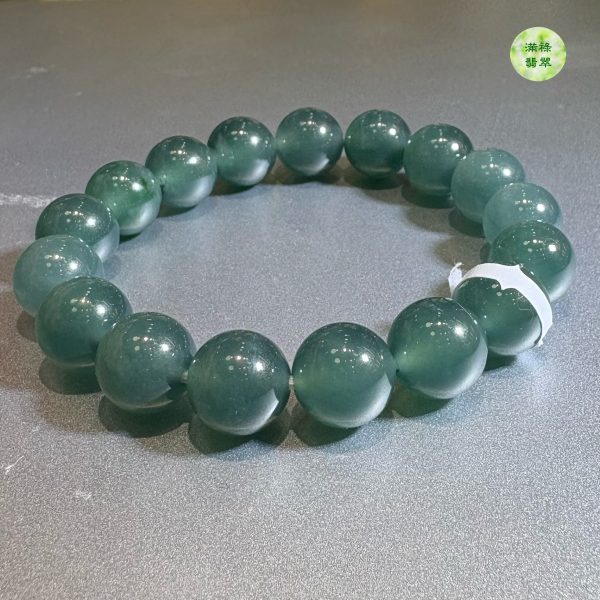 翡翠玉器A貨玉藍水 翡翠圓珠手串11.5mm - Image 8