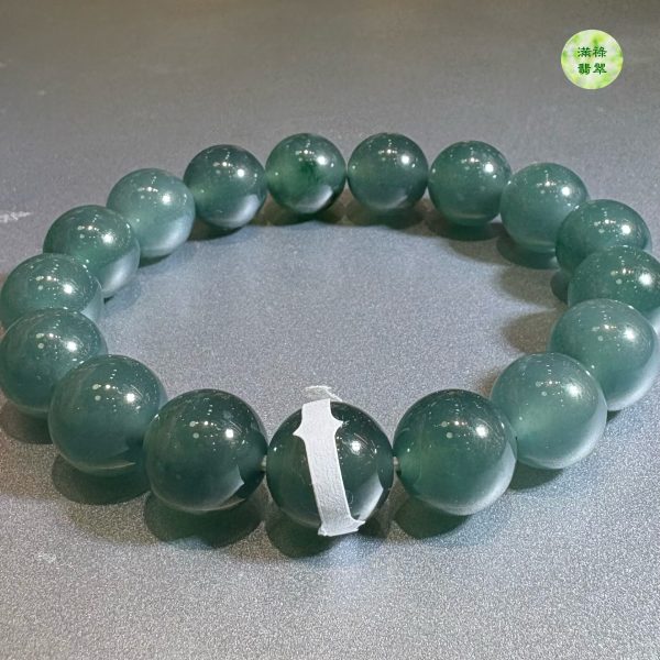 翡翠玉器A貨玉藍水 翡翠圓珠手串11.5mm - Image 9
