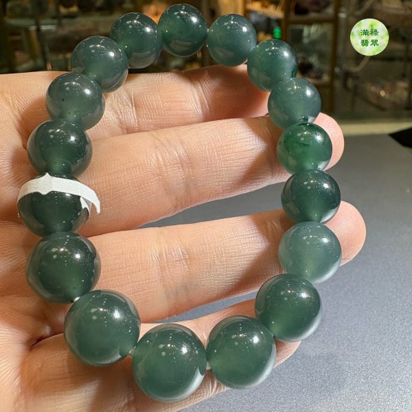 翡翠玉器A貨玉藍水 翡翠圓珠手串11.5mm - Image 3