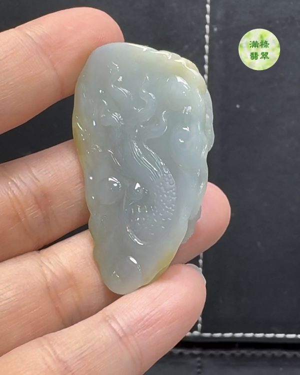 精雕細琢糯冰種翡翠A貨玉器龍牌——象徵力量與祥瑞的獨特佩飾 - Image 11