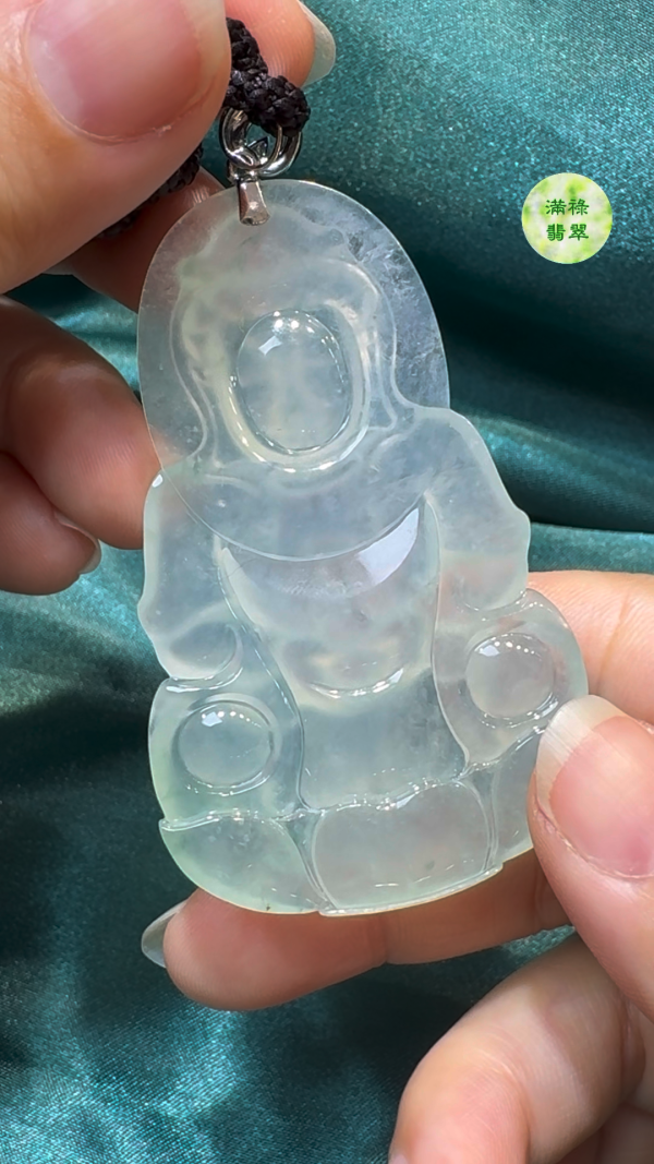 翡翠A貨玉器觀音菩薩翡翠吊墜 66 x 41 x 6.4mm - Image 9